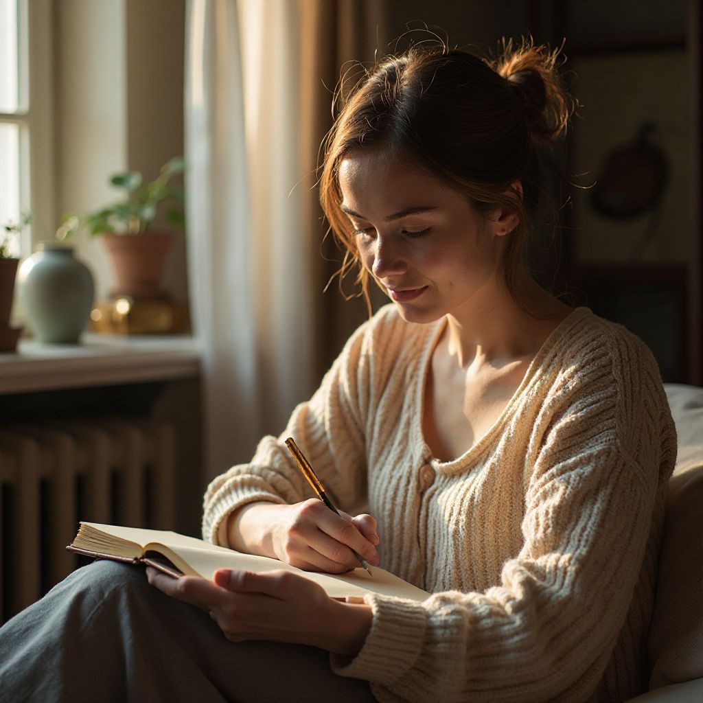 Persoană practicând afirmații pozitive